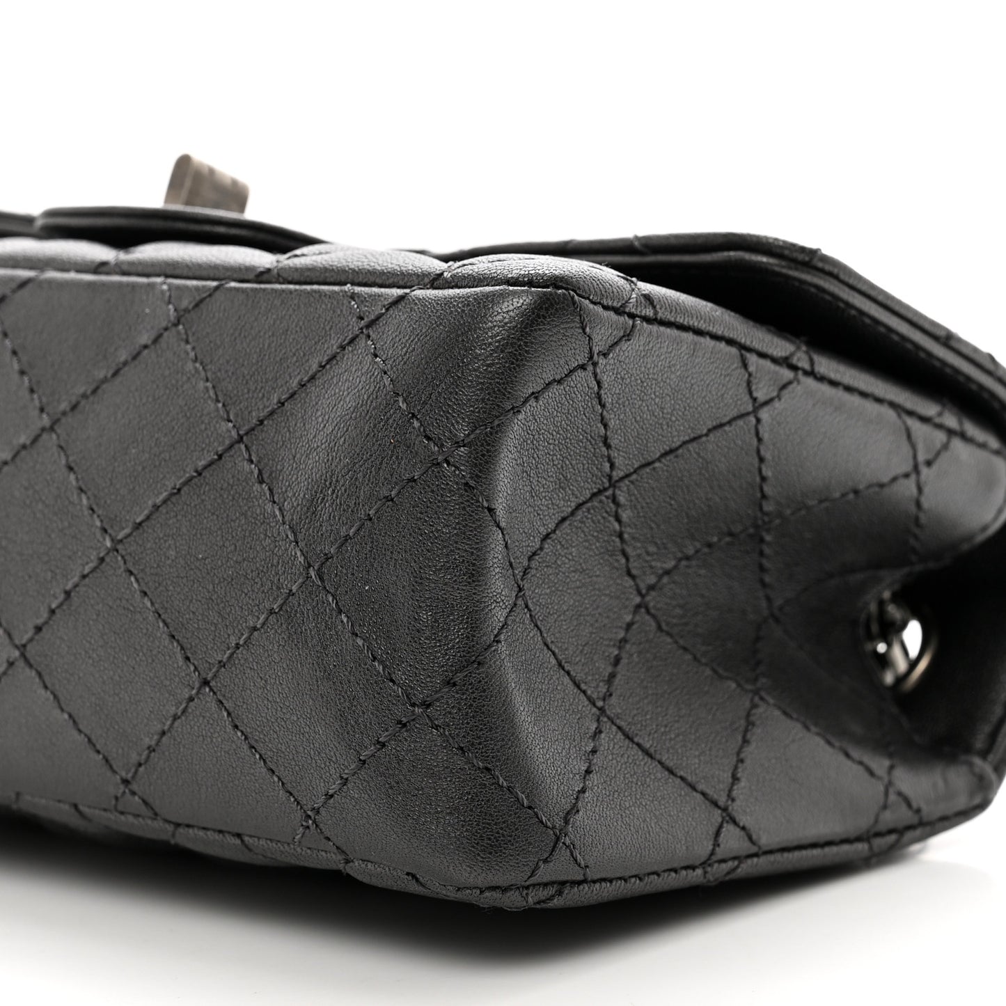 Metallic Sheepskin Quilted 2.55 Reissue Mini Flap Dark Grey