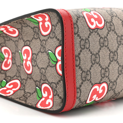 Gucci GG Supreme Monogram Apple Small Padlock Tote Beige Multicolor Lobster Red 9 of 13