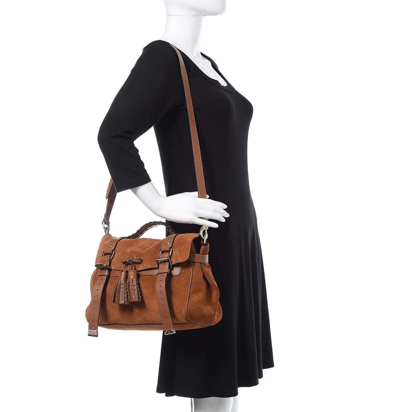 Heavy Suede Alexa Tassel Satchel Oak