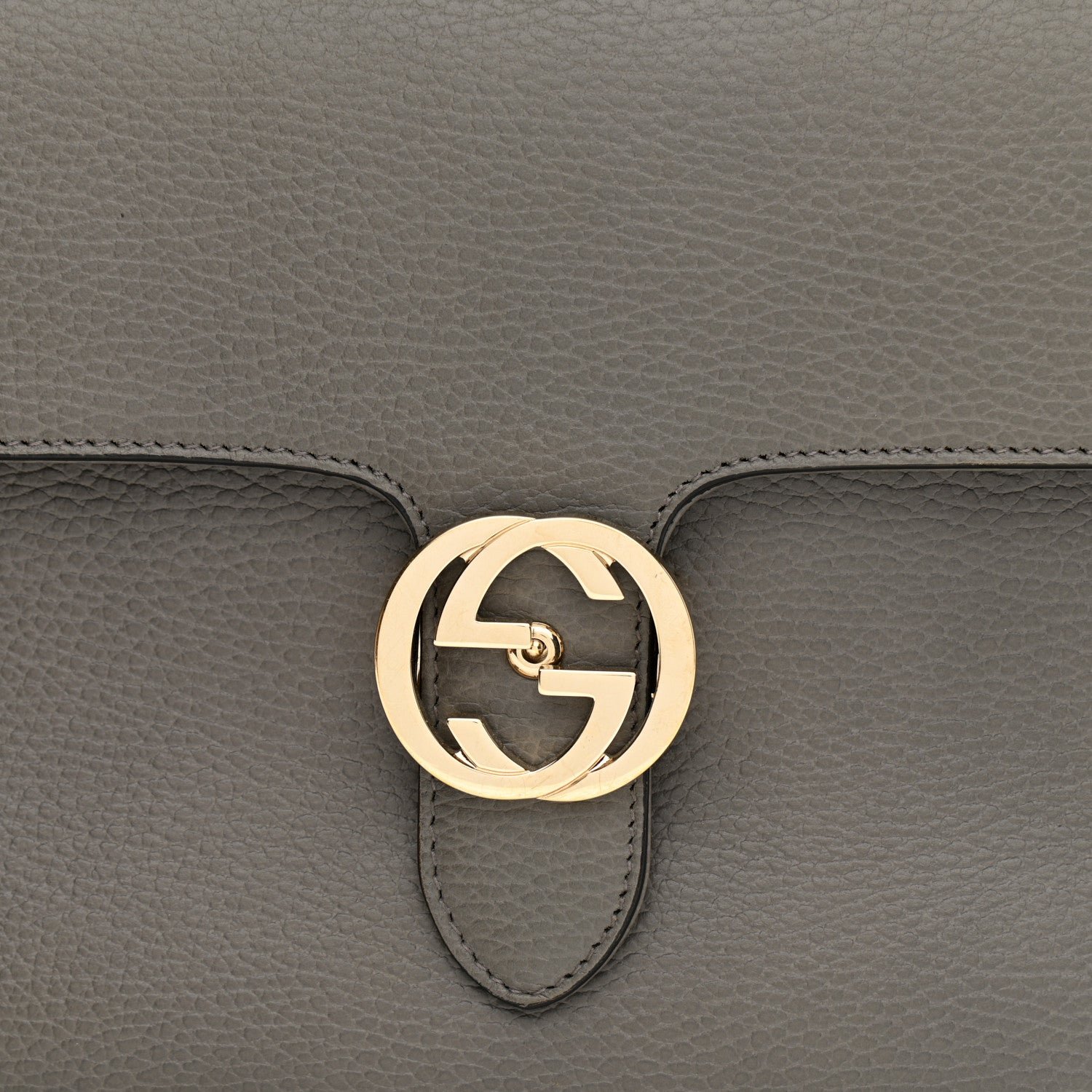 Gucci Dollar Calfskin Medium Interlocking G Top Handle Shoulder Bag Loess 8 of 9