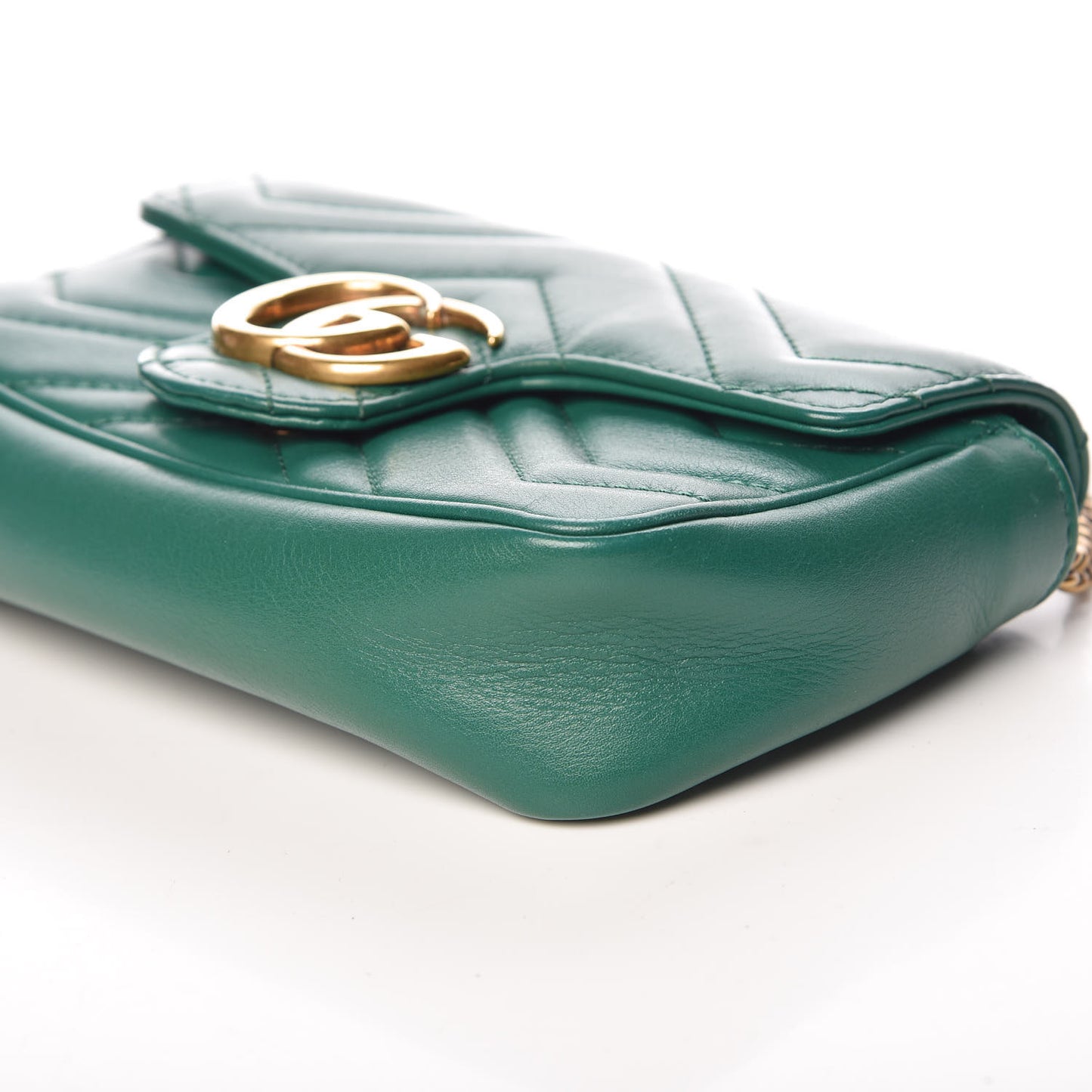 Calfskin Matelasse Super Mini GG Marmont Shoulder Bag Emerald Green