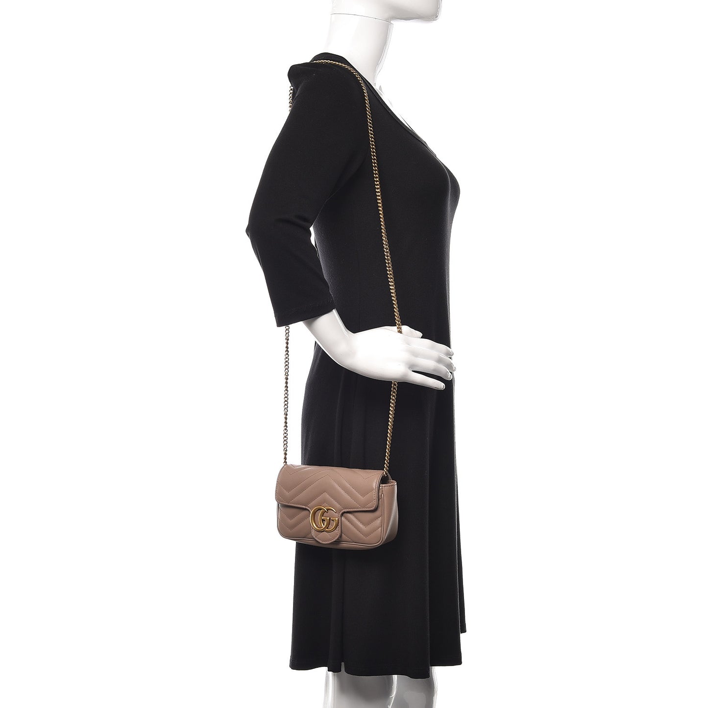 Calfskin Matelasse Super Mini GG Marmont Shoulder Bag Porcelain Rose