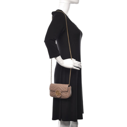 Gucci Calfskin Matelasse Super Mini GG Marmont Shoulder Bag Porcelain Rose 2 of 11