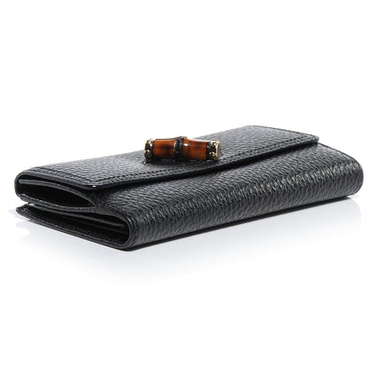 Gucci Leather GG Bamboo Long Wallet Black 7 of 8
