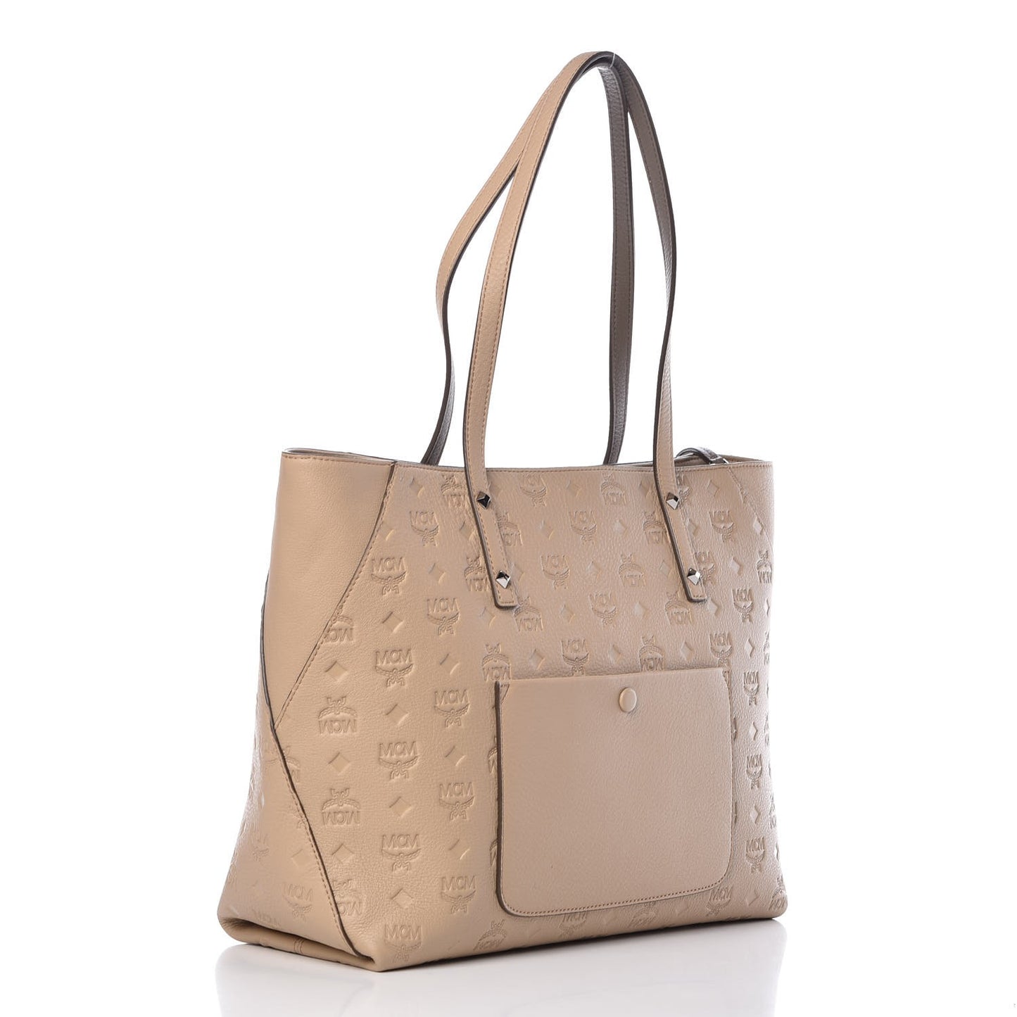 Calfskin Ottomar Monogram Medium Klara Top Zip Tote New Beige