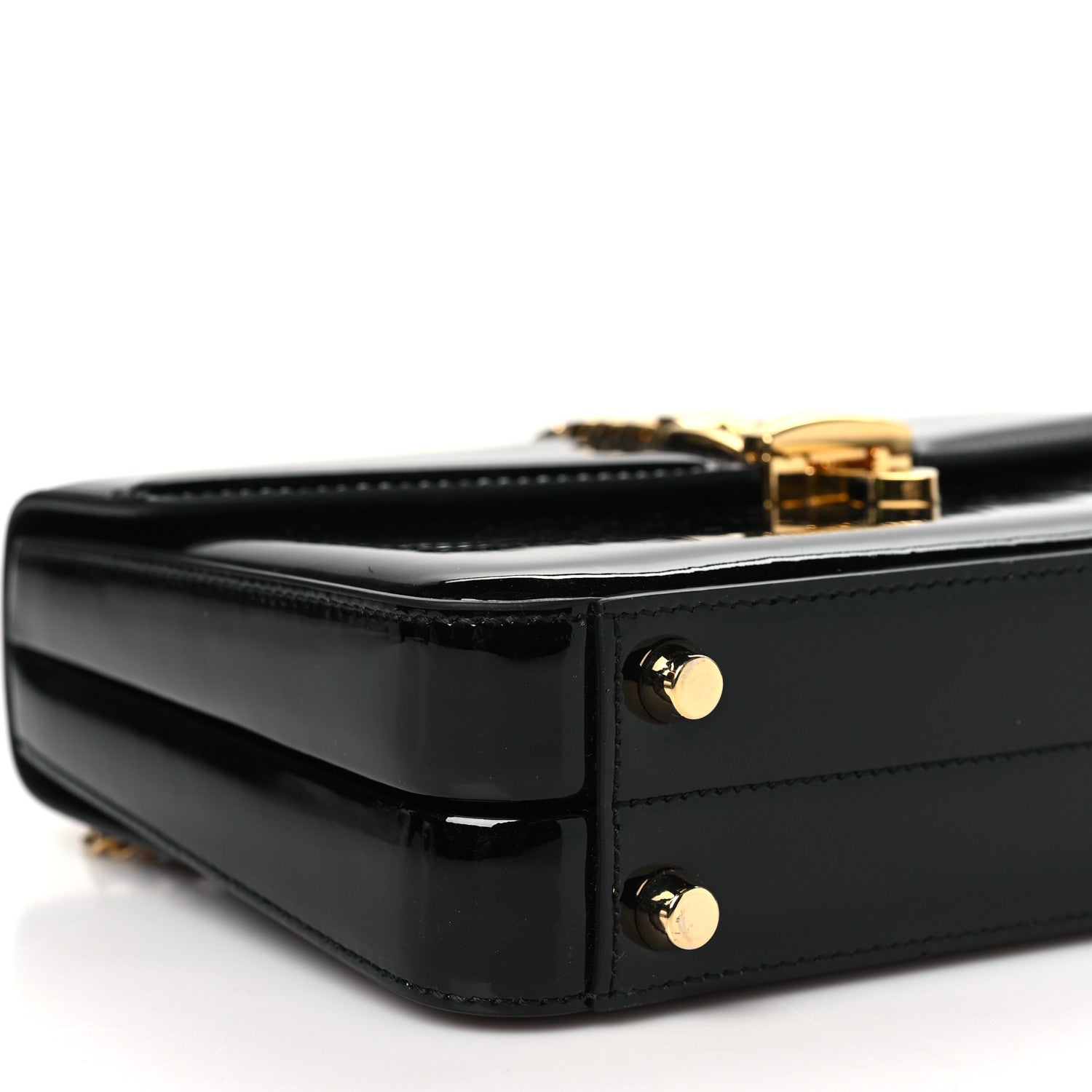 Gucci Mousse Top Patent Mini Sylvie 1969 Top Handle Bag Black 9 of 10