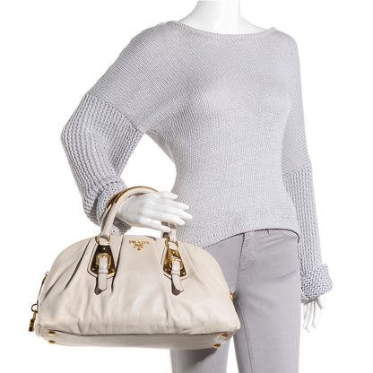 Prada Glace Calf Dome Satchel Talco 2 of 9