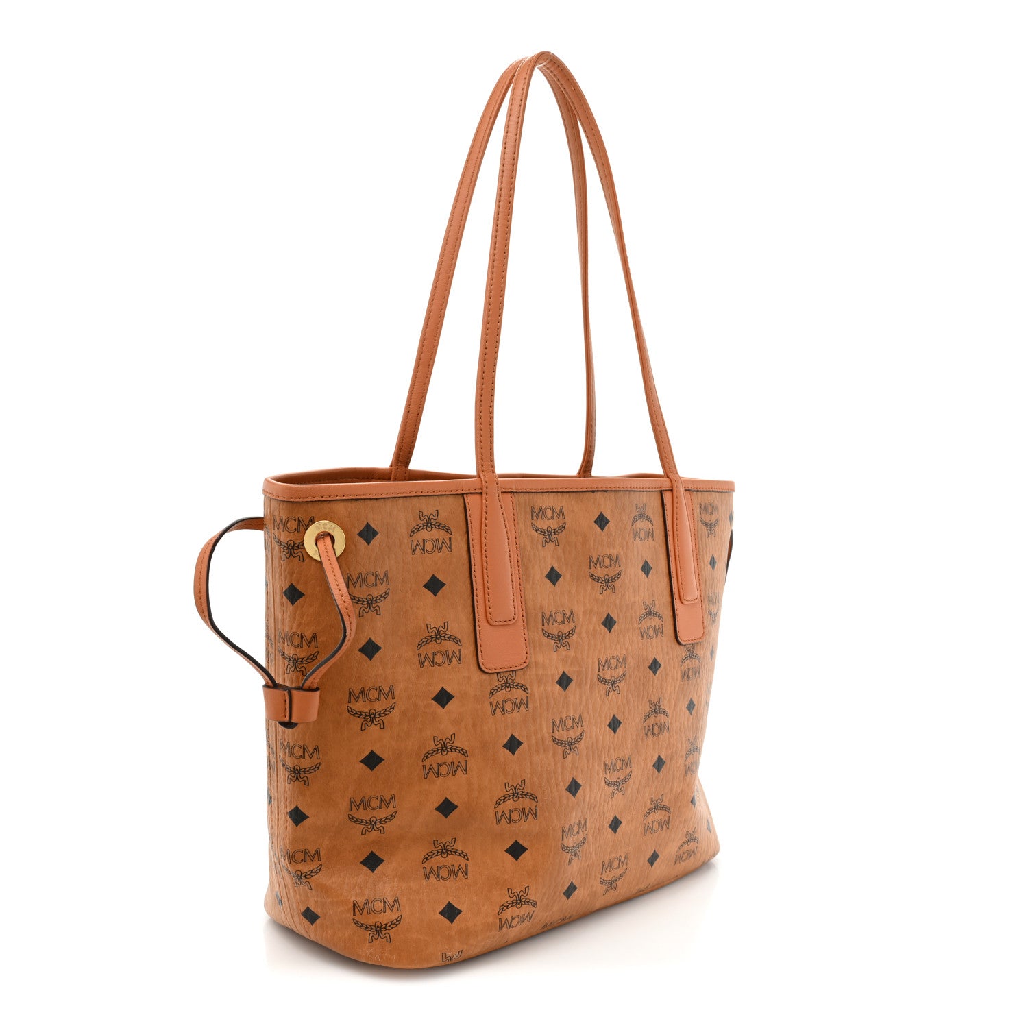 MCM Visetos Liz Reversible Shopper Tote Cognac 4 of 14