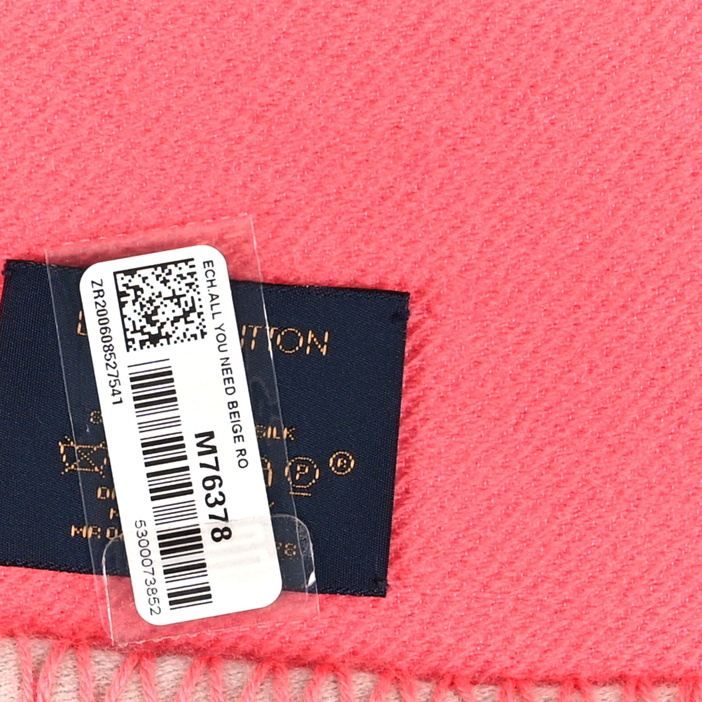Wool Silk Monogram LV Scarf Beige Red