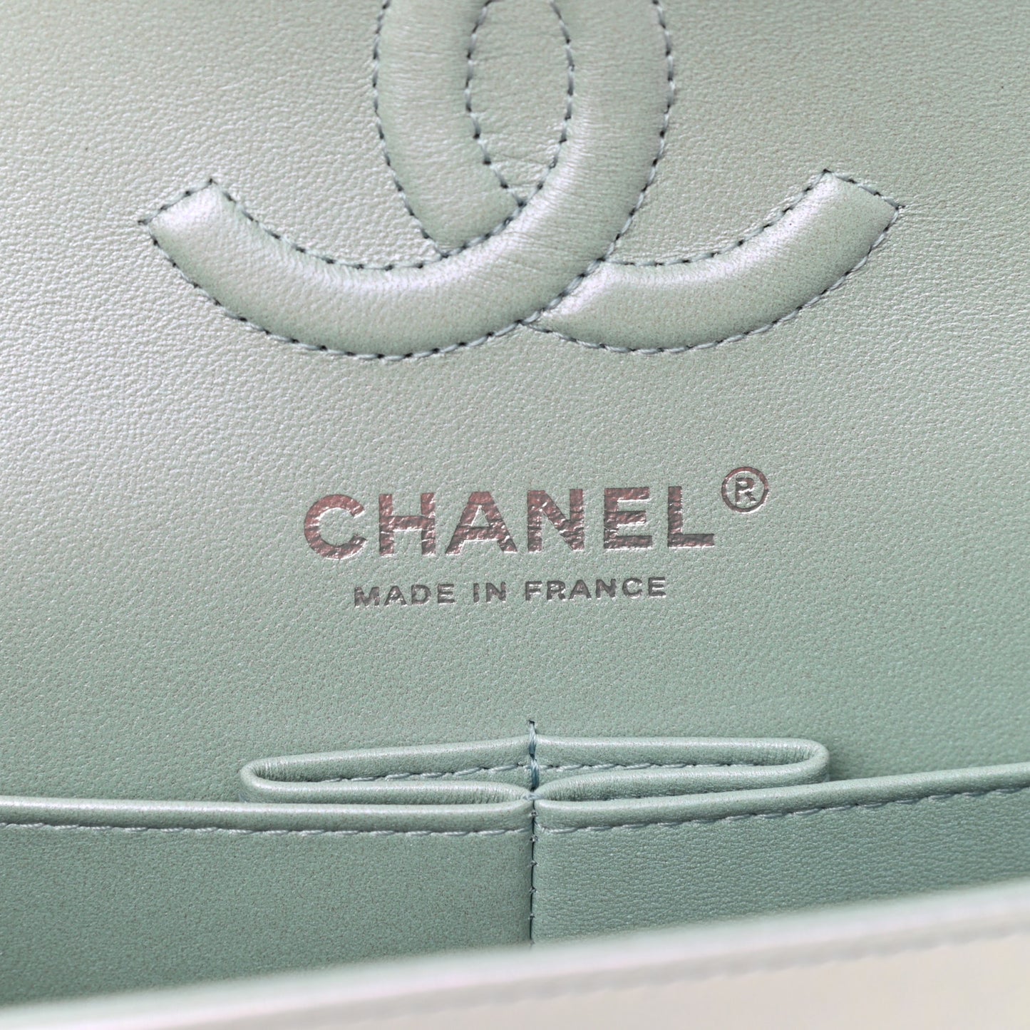 Iridescent Calfskin Quilted Small Double Flap Blue