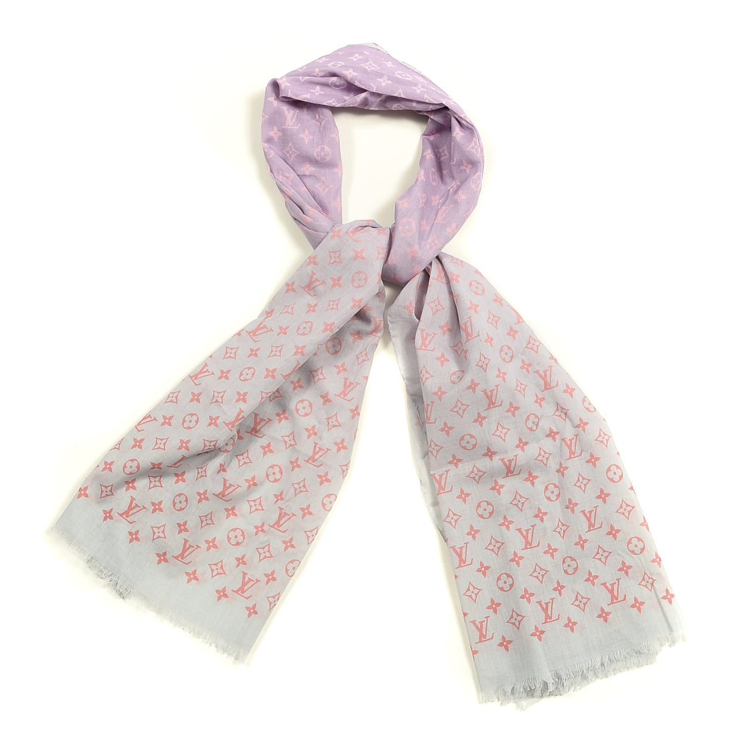 Cotton Monogram Sunrise Stole Blue Ciel