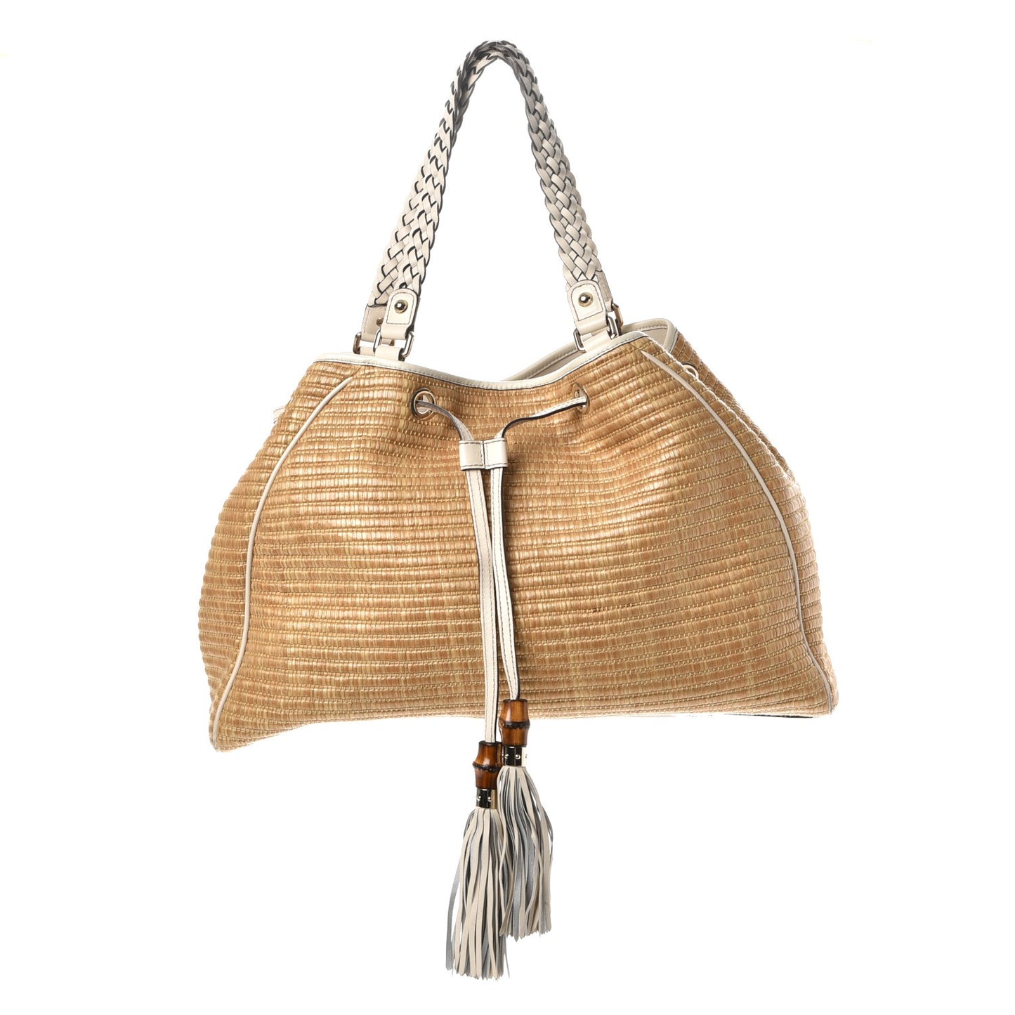Straw Peggy Braided Tote Off White