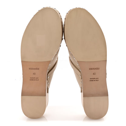 Hermes Calfskin Carlotta Mules 40 Hetre 6 of 9
