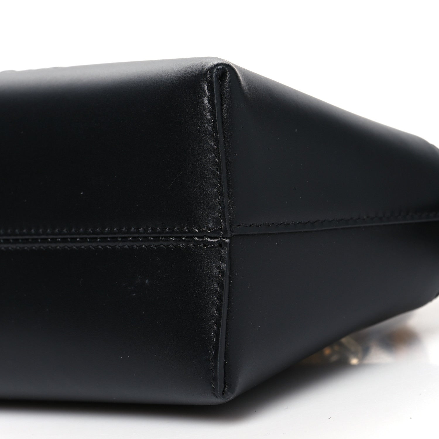 Fendi Vitello King Plexiglass Logo Embossed Mini By The Way Top Handle Boston Bag Black 10 of 10