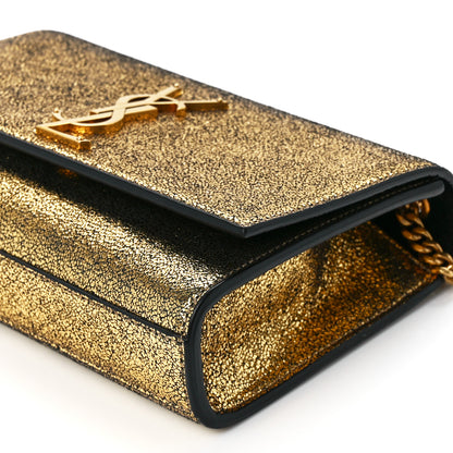 Saint Laurent Metallic Calfskin Small Classic Monogram Kate Satchel Oro 11 of 11