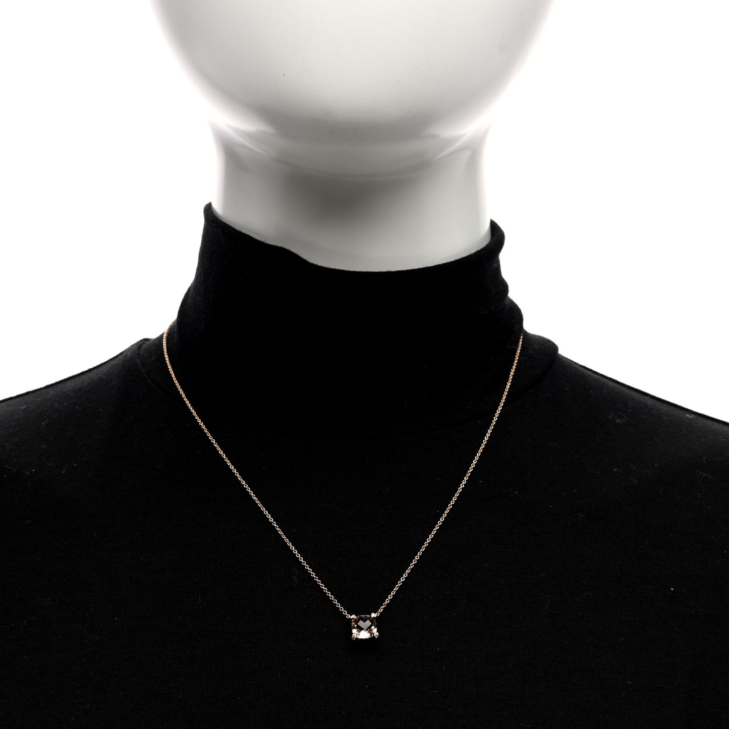 18K Yellow Gold Diamond Morganite 7mm Petite Chatelaine Pendant Necklace