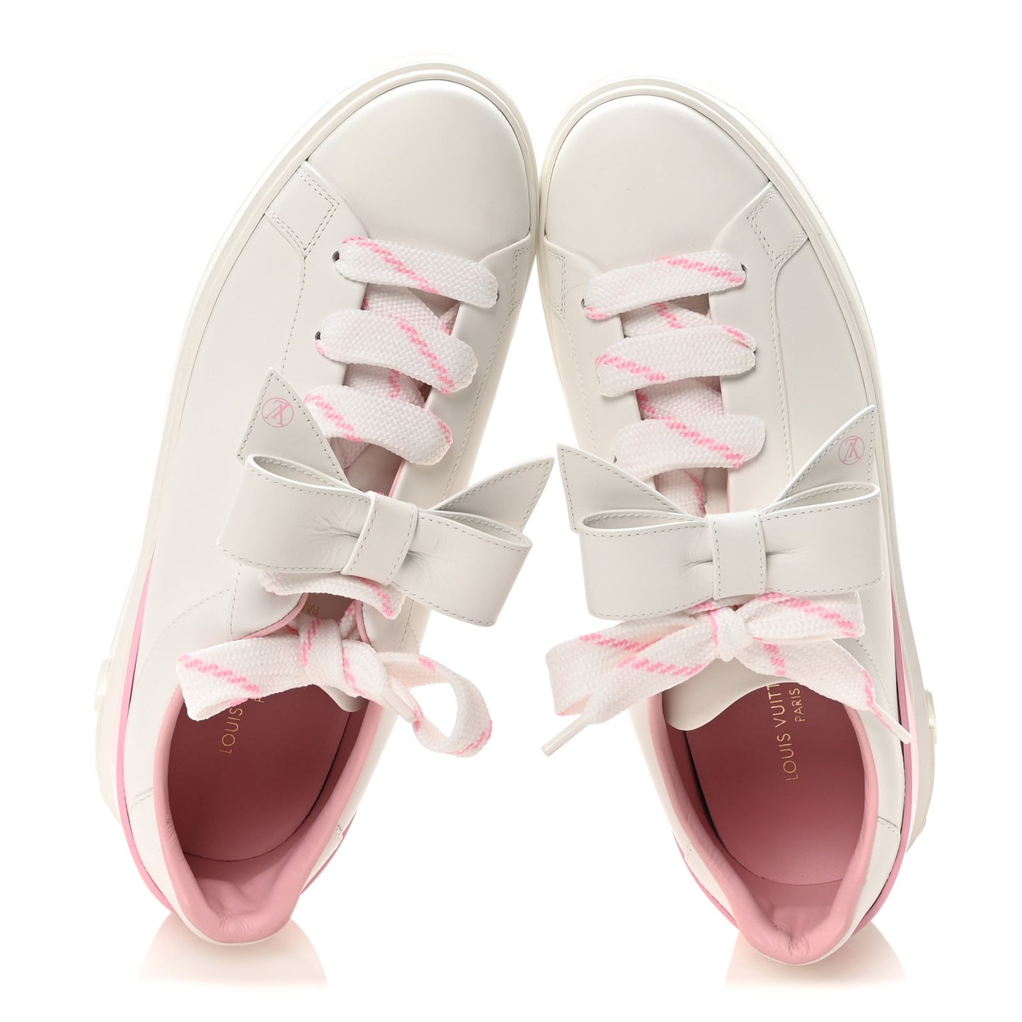 Calfskin Time Out Bow Sneakers 41 White Pink