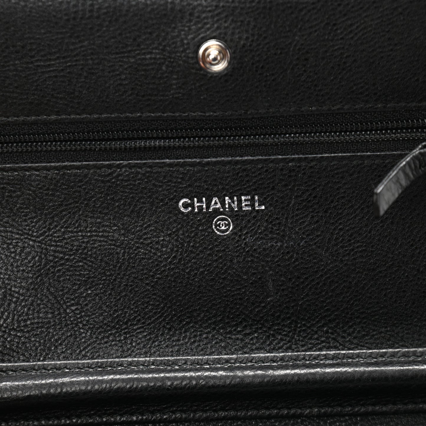 Crumpled Calfskin Quilted Wallet On Chain WOC So Black