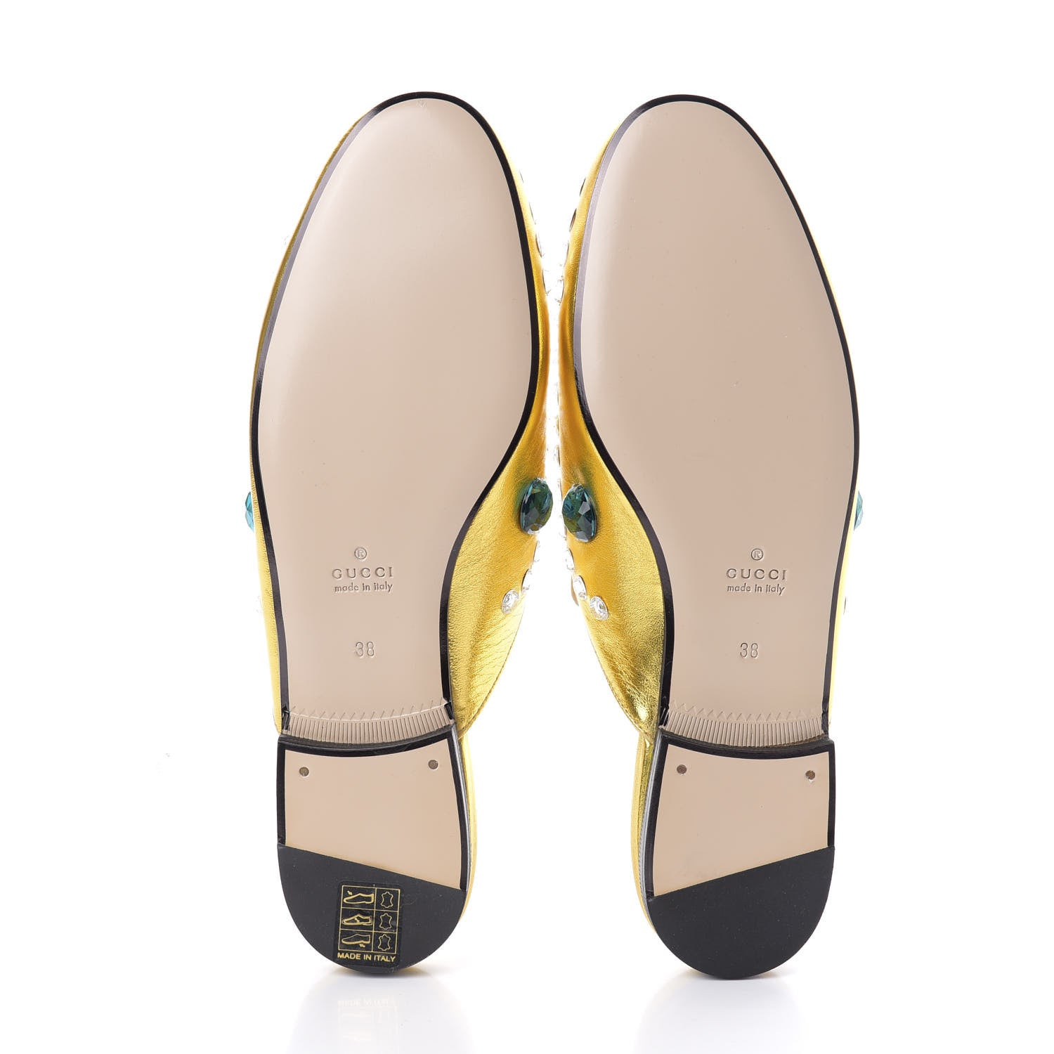 Gucci Metallic Nappa Crystal Womens Princetown Slippers 38 Gold 7 of 12