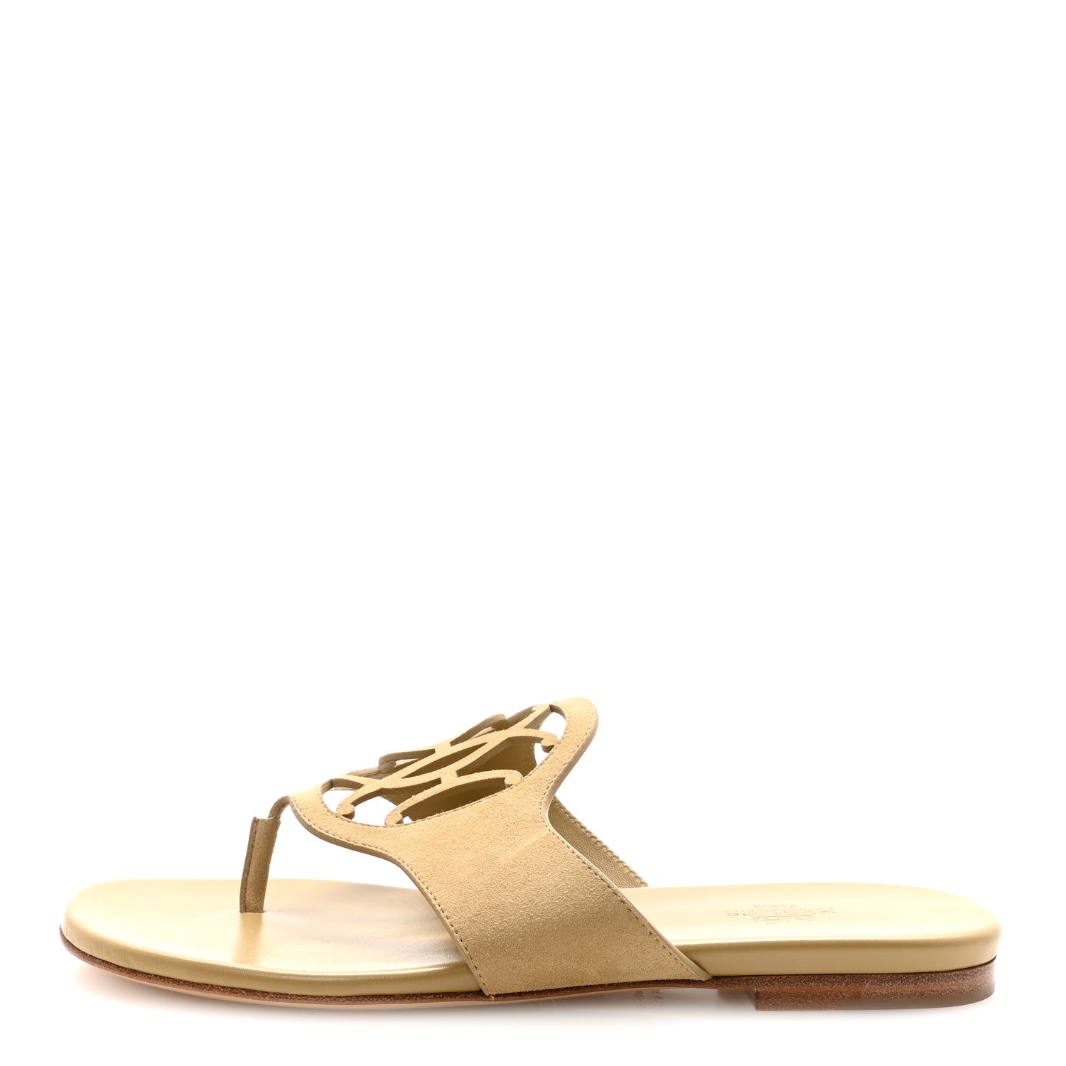 Hermes Suede Goatskin Womens Mage Sandals 38.5 Beige Albatre 1 of 9