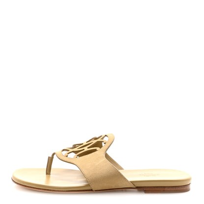 Hermes Suede Goatskin Womens Mage Sandals 38.5 Beige Albatre 1 of 9
