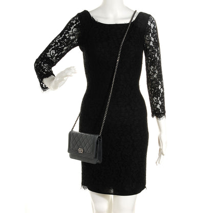 Chanel Lambskin Quilted Boy Wallet On Chain WOC Grey 2 of 8