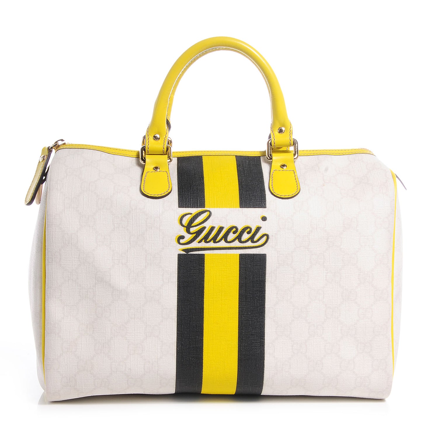 GG Plus Monogram Web Stripe Medium Joy Boston Yellow