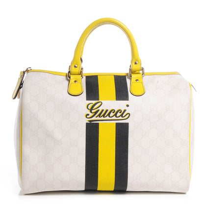 Gucci GG Plus Monogram Web Stripe Medium Joy Boston Yellow 1 of 8