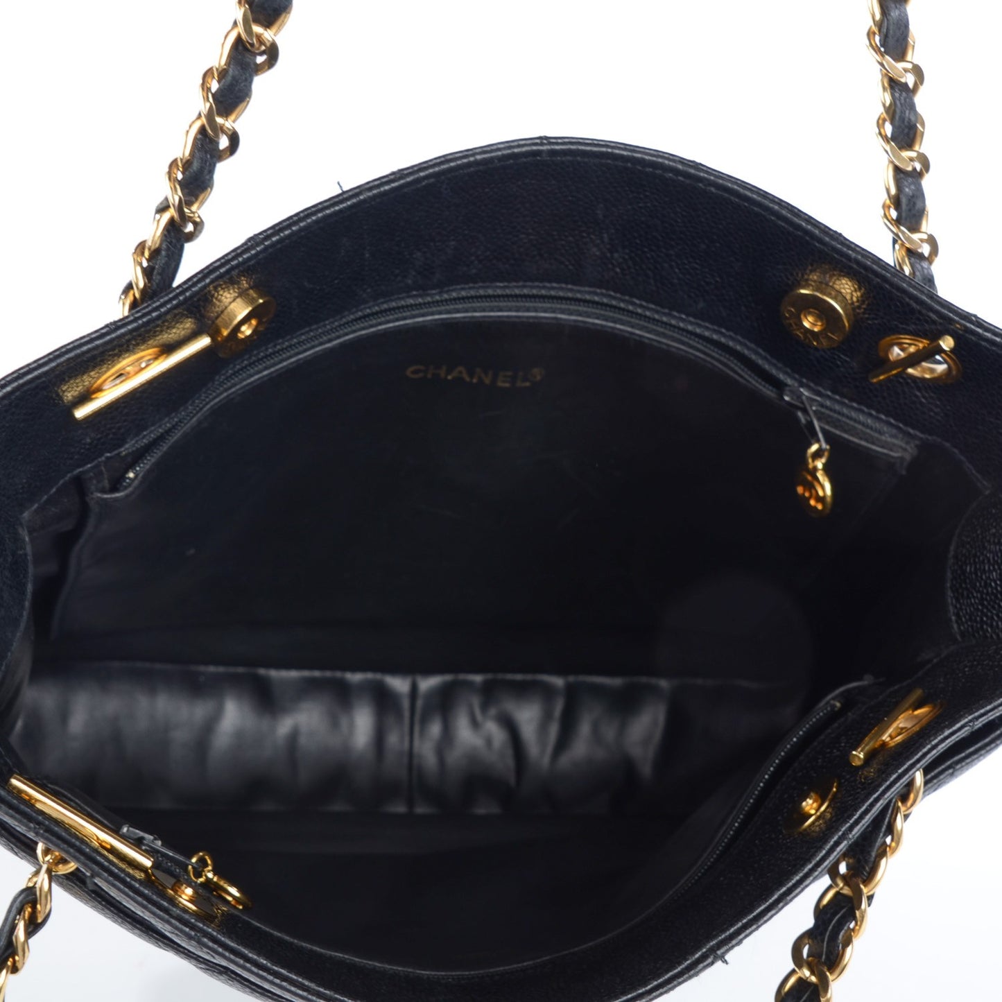 Caviar Quilted Shoulder Bag Black