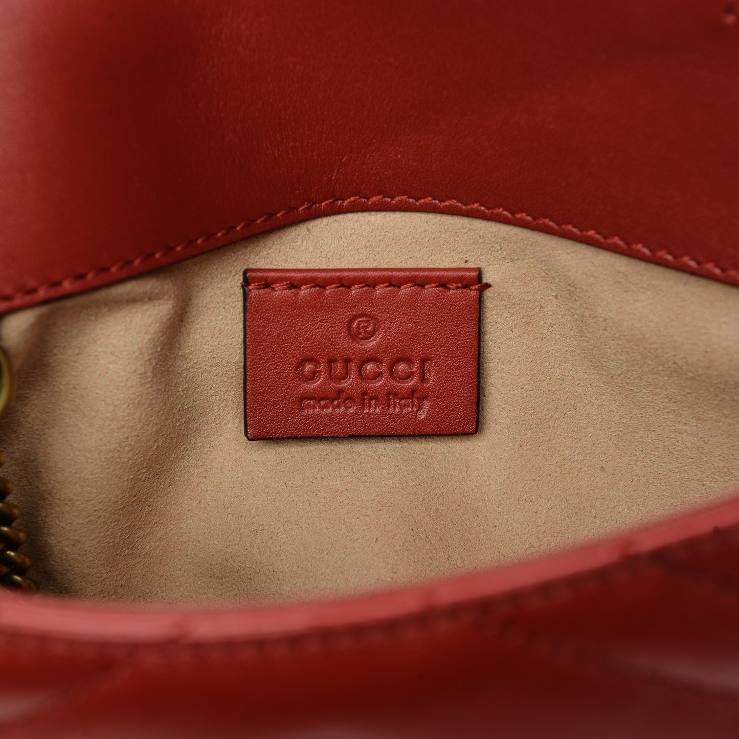 Calfskin Matelasse Super Mini GG Marmont Shoulder Bag Hibiscus Red