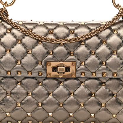 Valentino Garavani Metallic Lambskin Medium Rockstud Spike Shoulder Bag Sasso 6 of 8