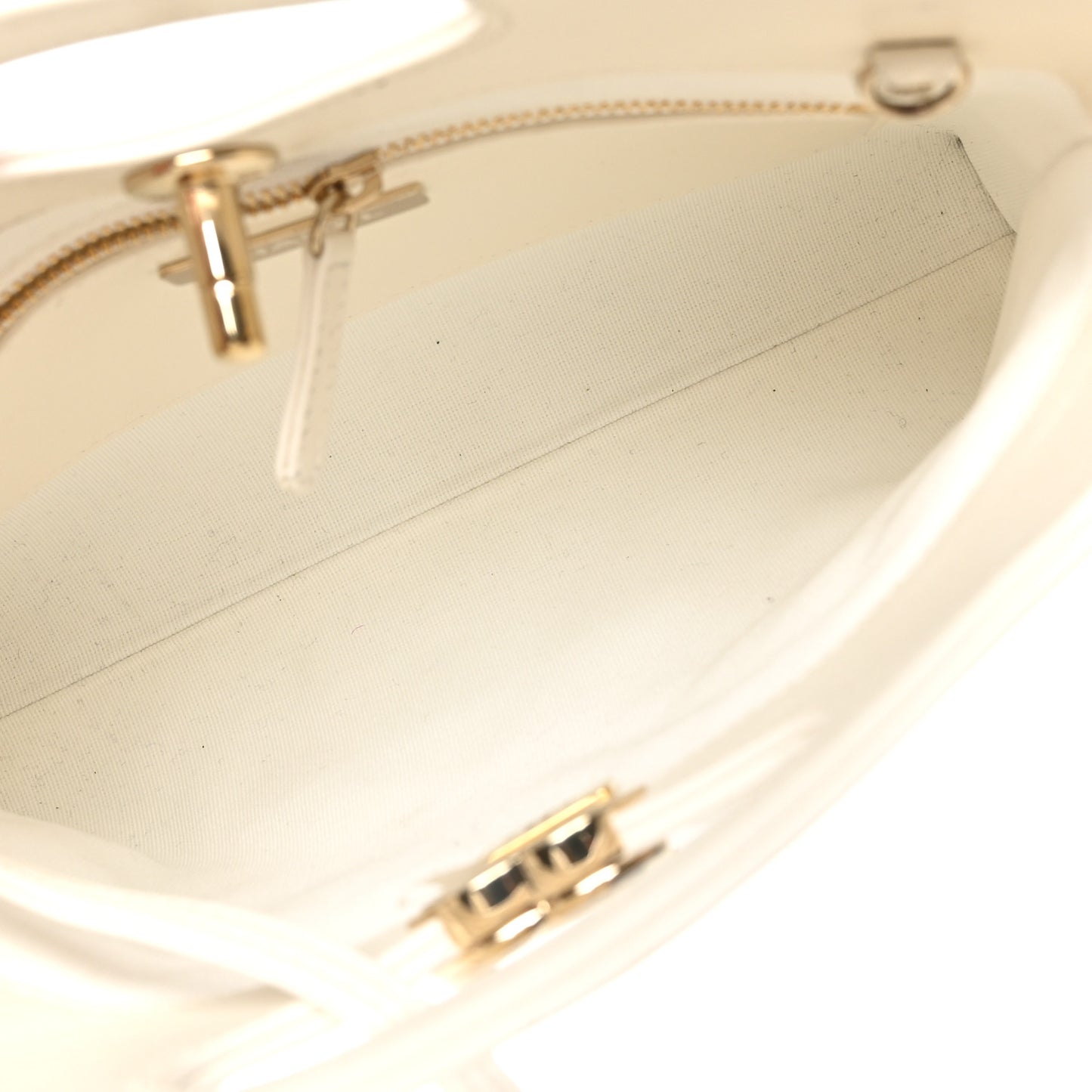 Shiny Lambskin Quilted Mini 31 Shopping Bag White