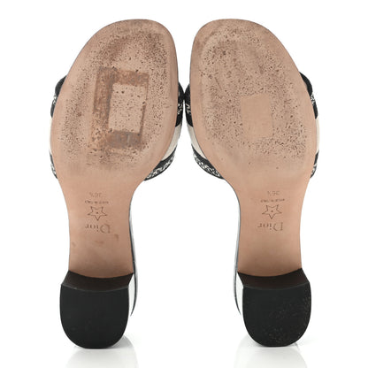 Christian Dior Canvas Around The World Embroidered Dway 40mm Slide Sandals 36.5 Black 5 of 8