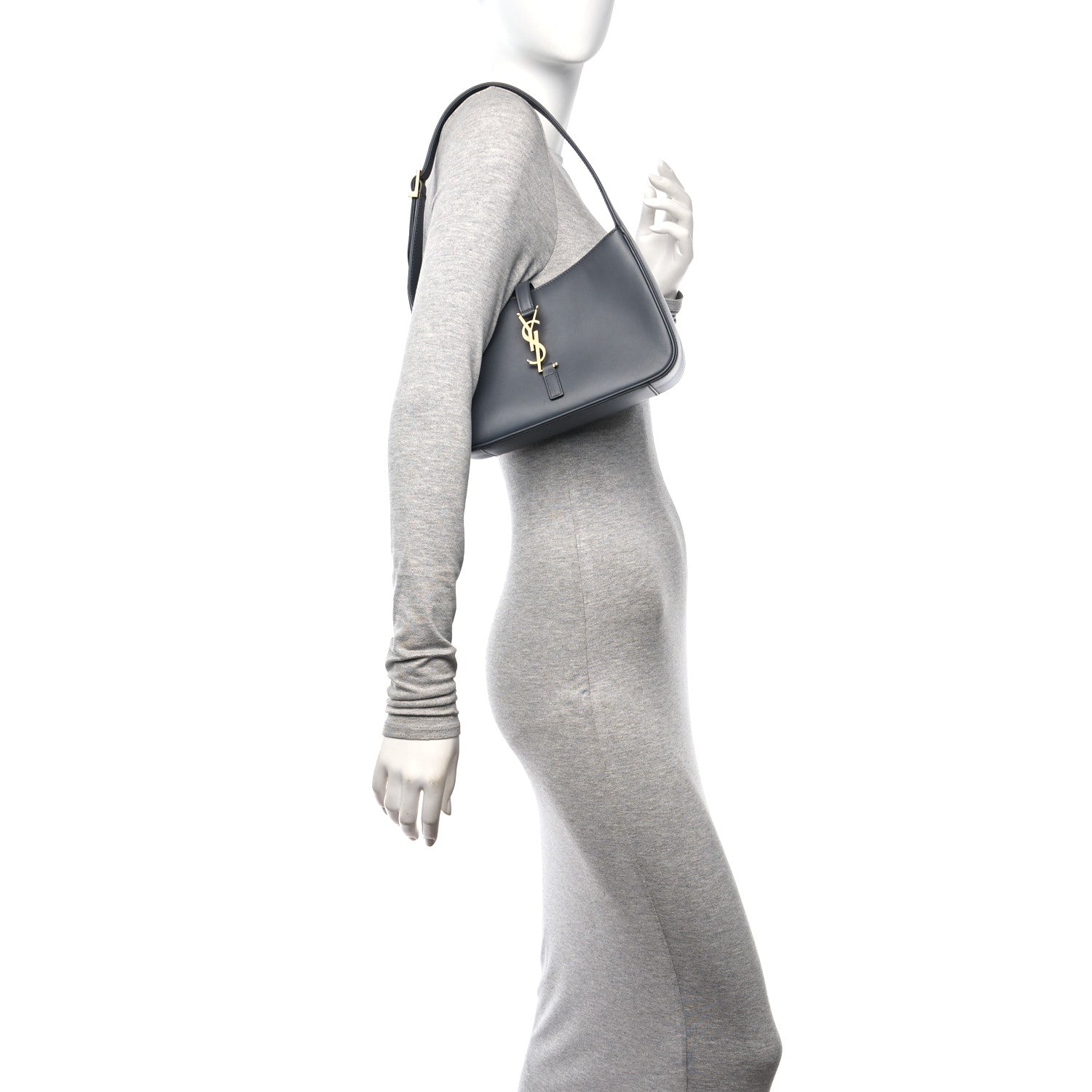 Saint Laurent Smooth Calfskin Le 5 A 7 Hobo Storm 2 of 10