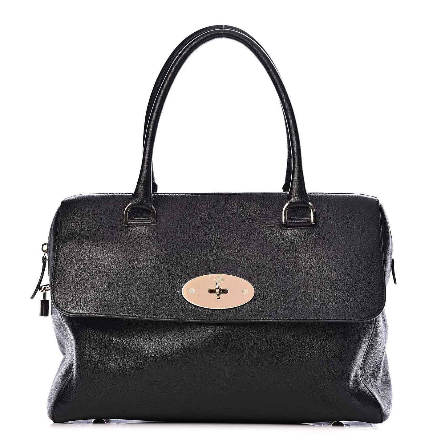 Glossy Goatskin Medium Del Rey Satchel Black