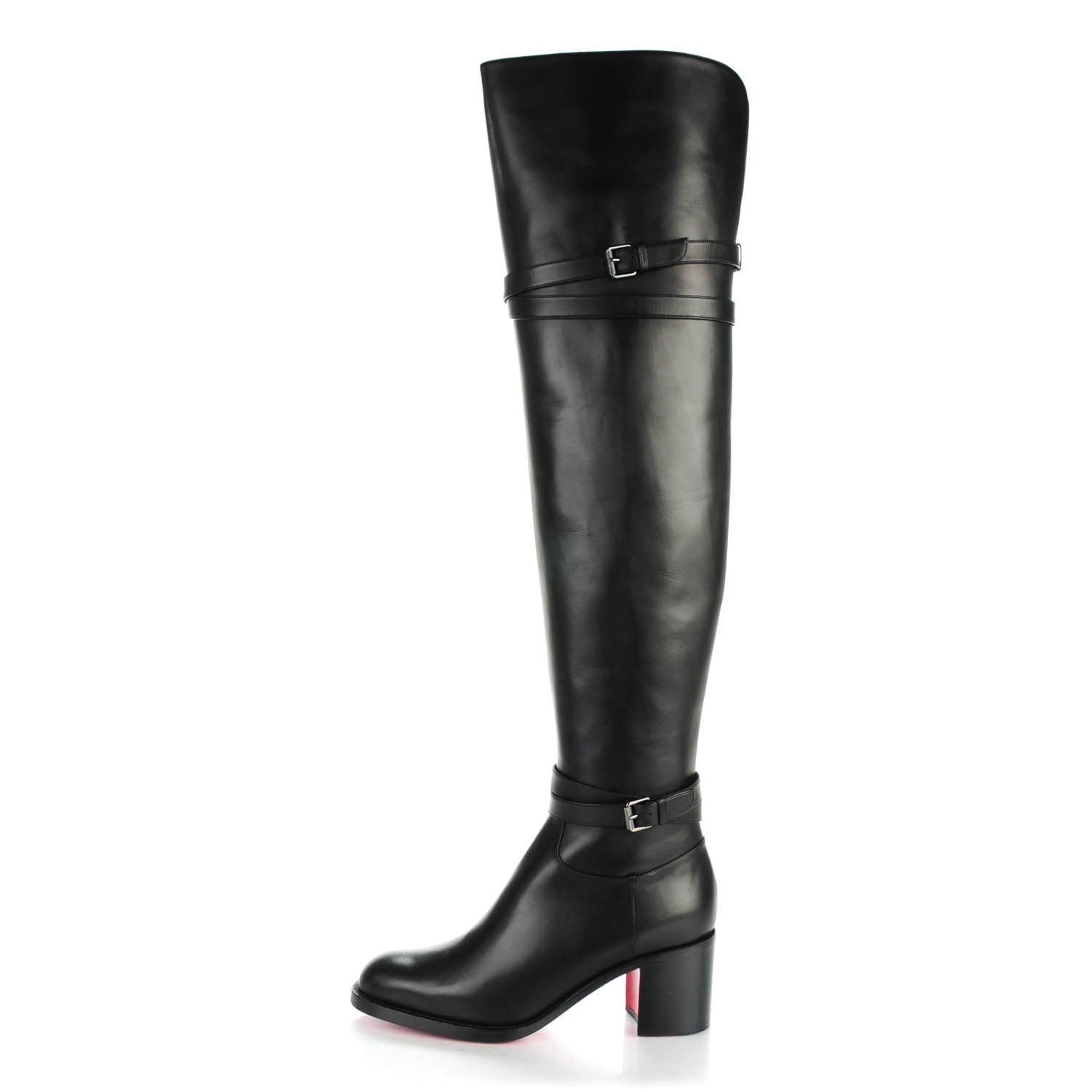 Christian Louboutin Calfskin Karialta 70 Over The Knee Boots 39.5 Black 1 of 8