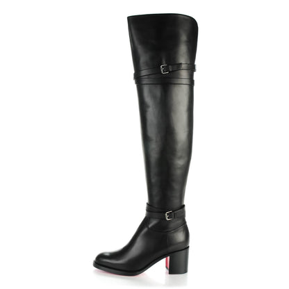 Christian Louboutin Calfskin Karialta 70 Over The Knee Boots 39.5 Black 1 of 8
