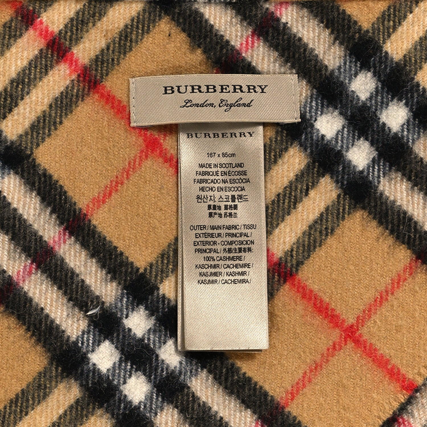 Burberry Cashmere Vintage Check Cape Scarf Antique Yellow 3 of 3