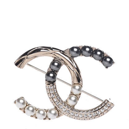 Chanel Pearl Crystal Bright Young Thing CC Brooch Gold 1 of 5