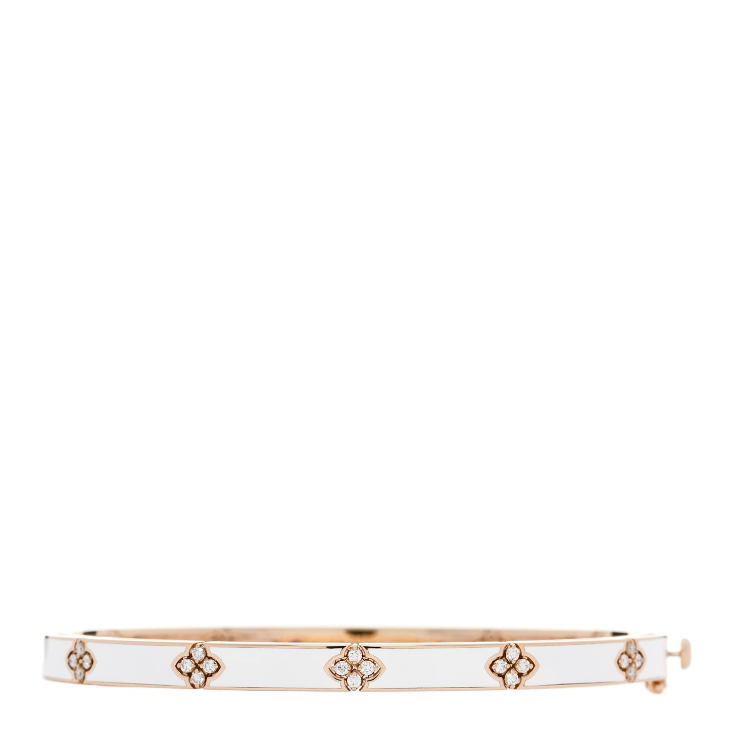 18K Rose Gold Diamond Enamel Love in Verona Bangle Bracelet White
