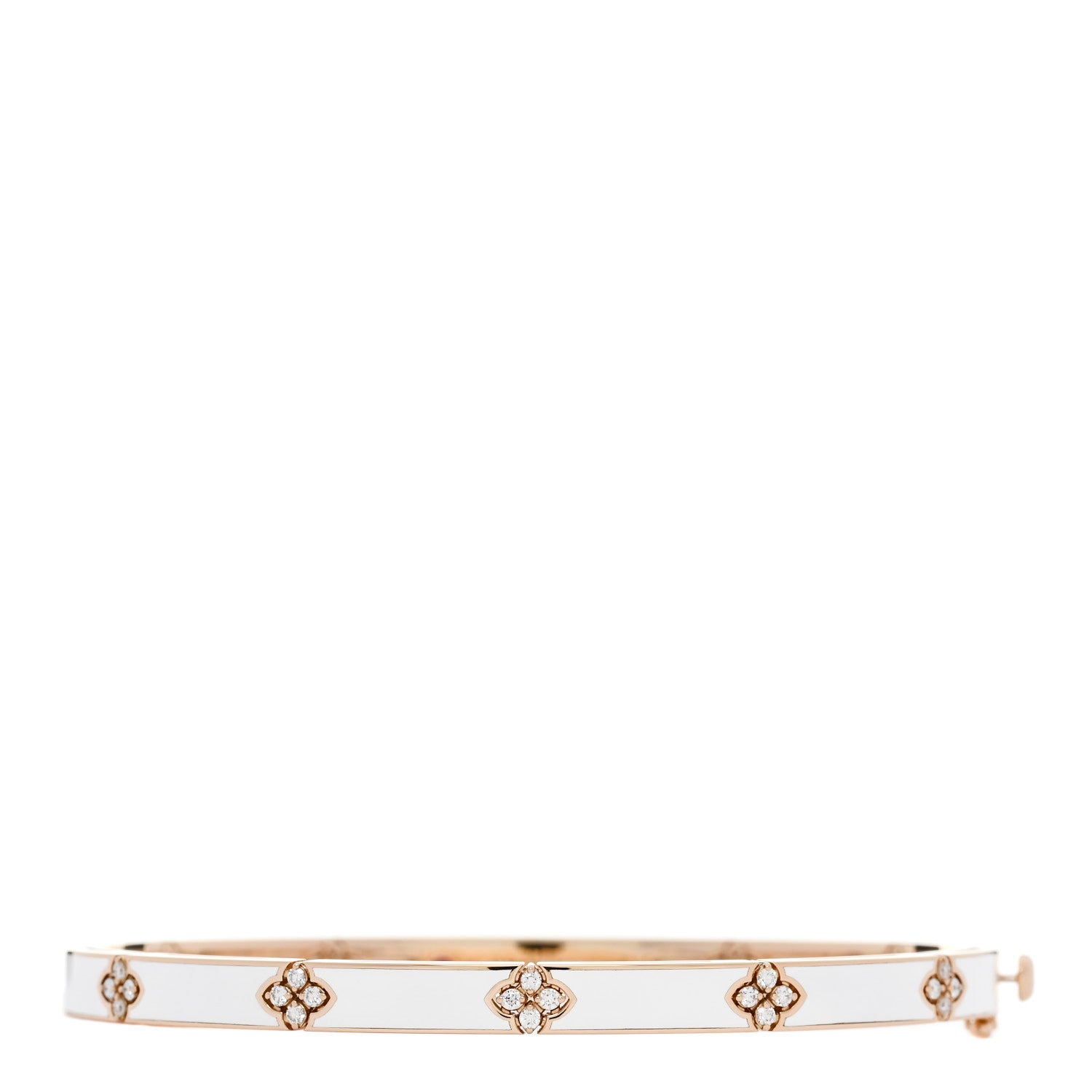 Roberto Coin 18K Rose Gold Diamond Enamel Love in Verona Bangle Bracelet White 1 of 5