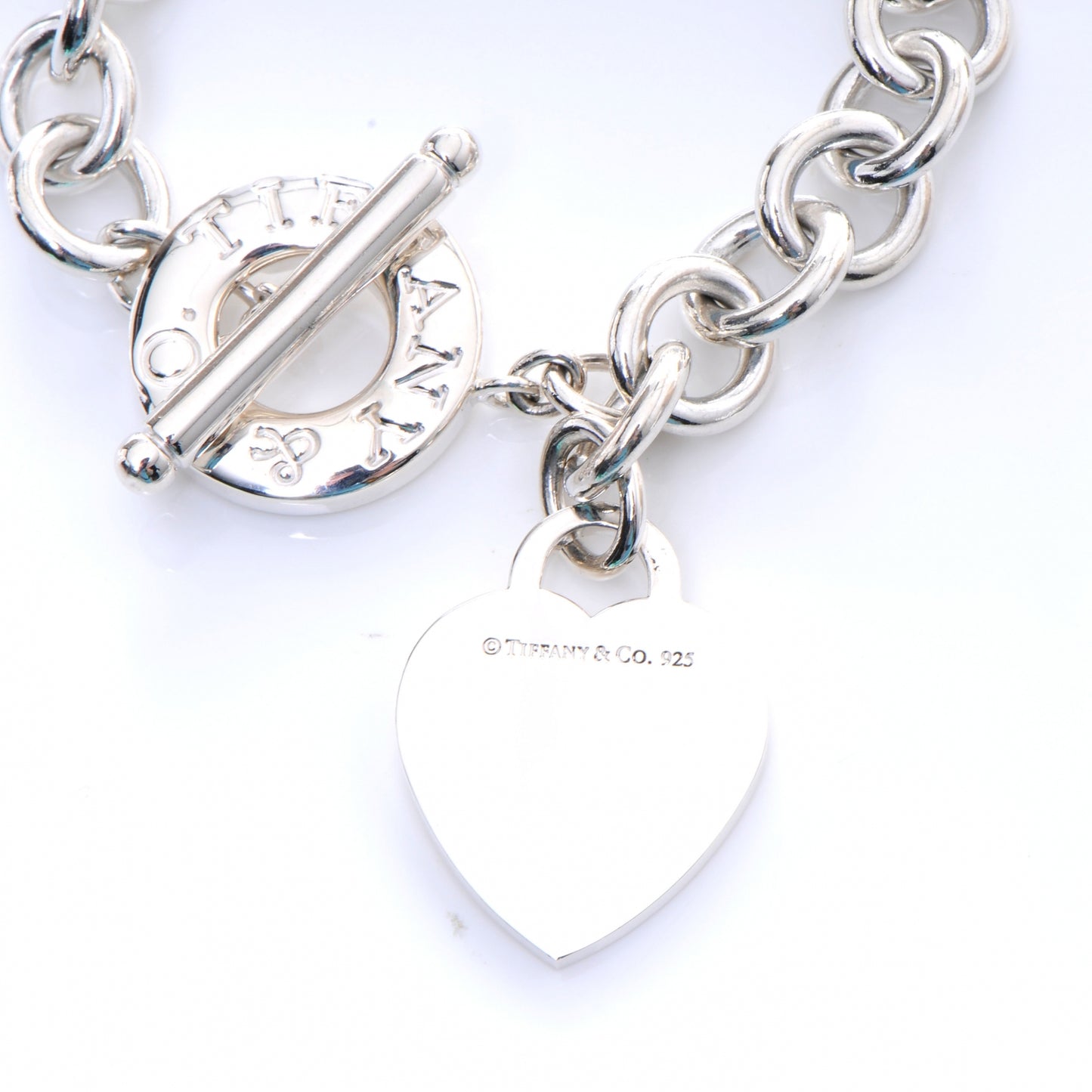 Sterling Silver Heart Tag Toggle Bracelet
