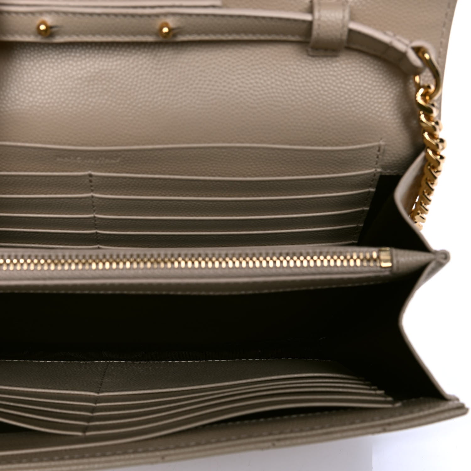 Saint Laurent Grain De Poudre Matelasse Chevron Monogram Chain Wallet Nude Powder 4 of 4