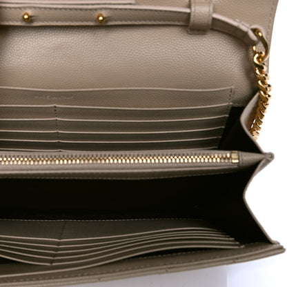 Saint Laurent Grain De Poudre Matelasse Chevron Monogram Chain Wallet Nude Powder 4 of 4