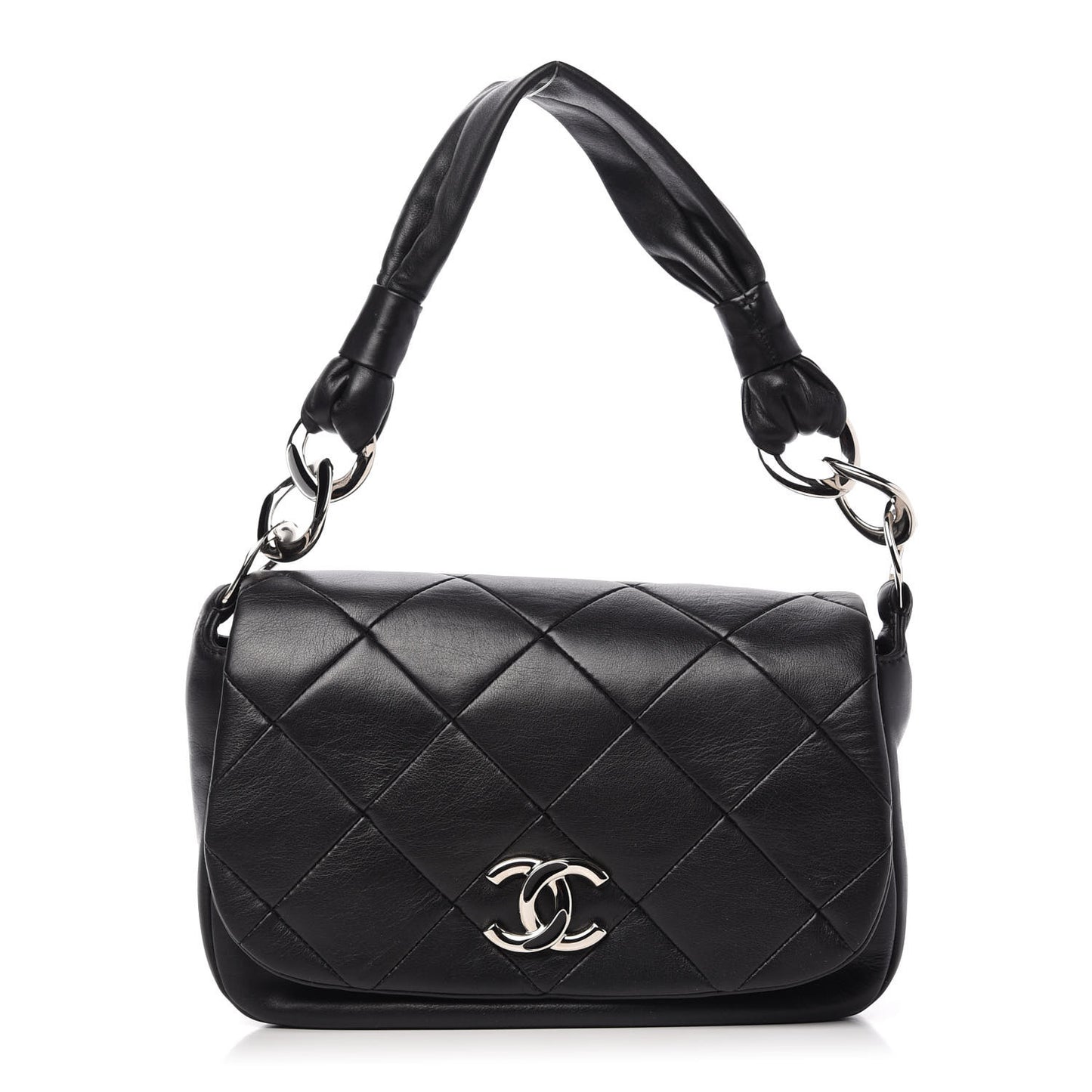 Lambskin Quilted Flap Bag Black