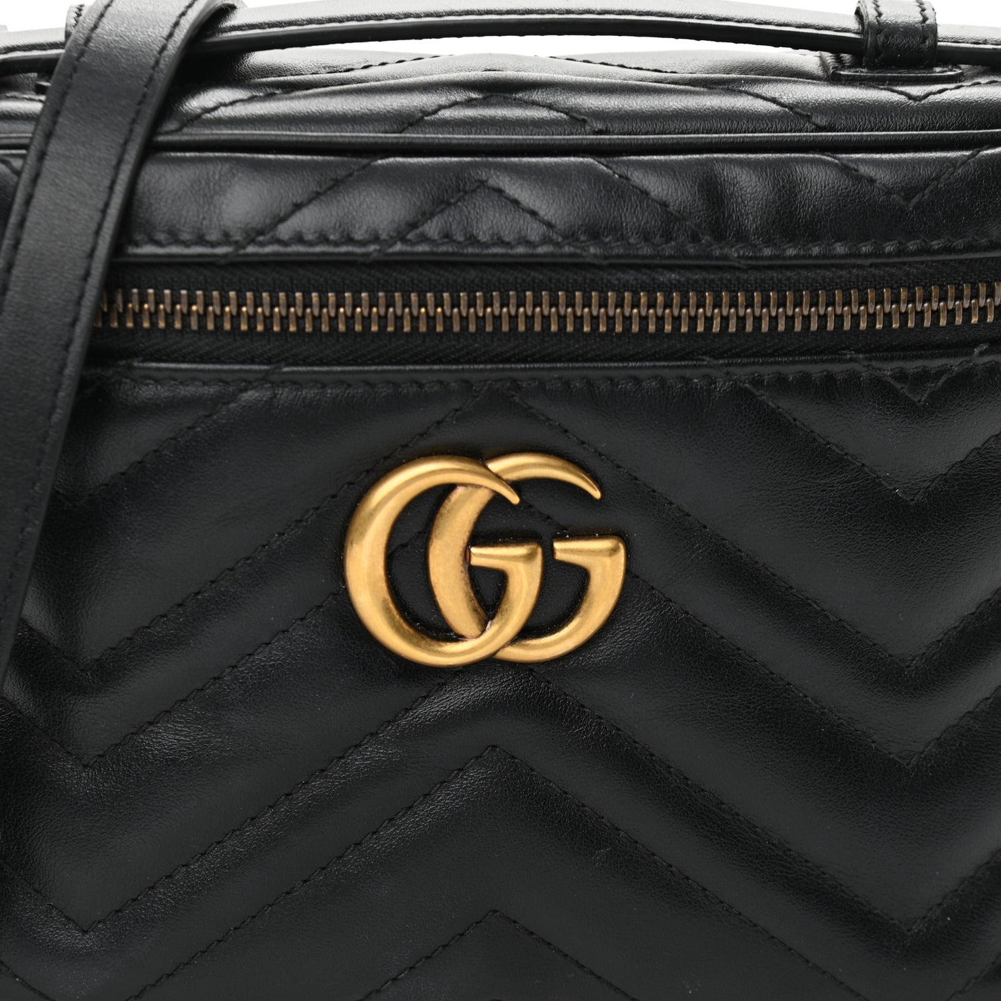 Calfskin Matelasse Mini GG Marmont Round Backpack Black