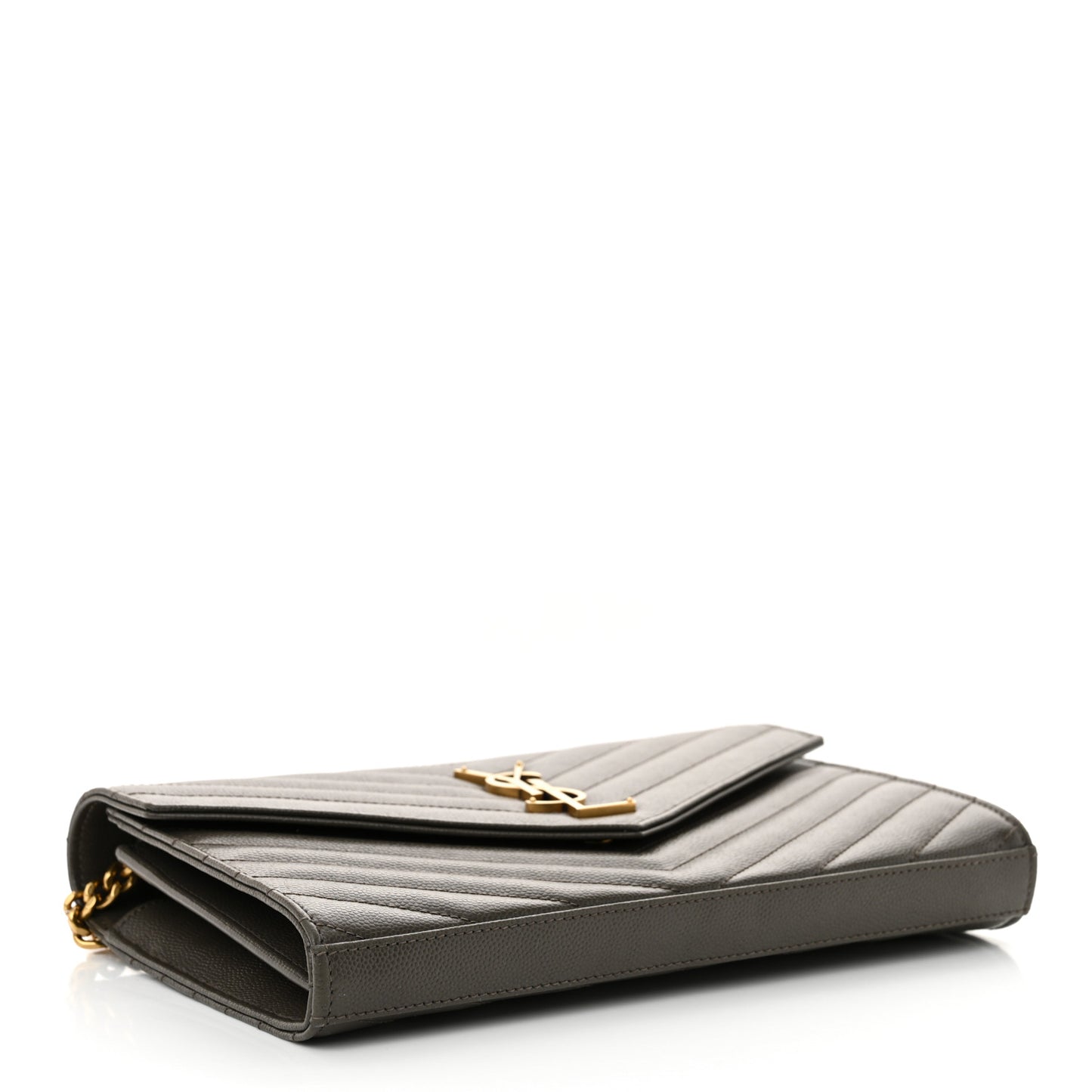 Grain De Poudre Matelasse Chevron Monogram Chain Wallet Pebble