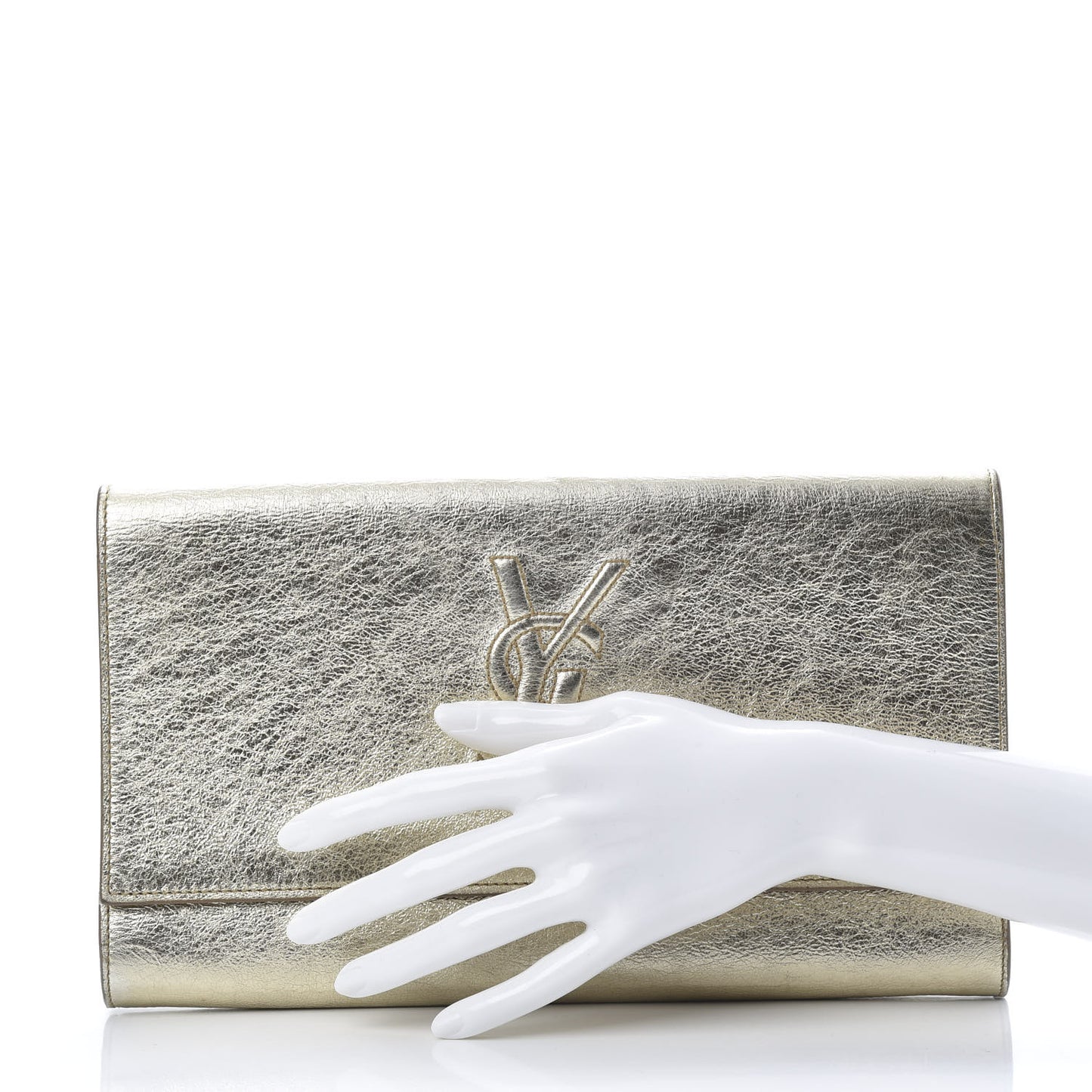 Metallic Calfskin Monogram Large Belle De Jour Clutch Gold