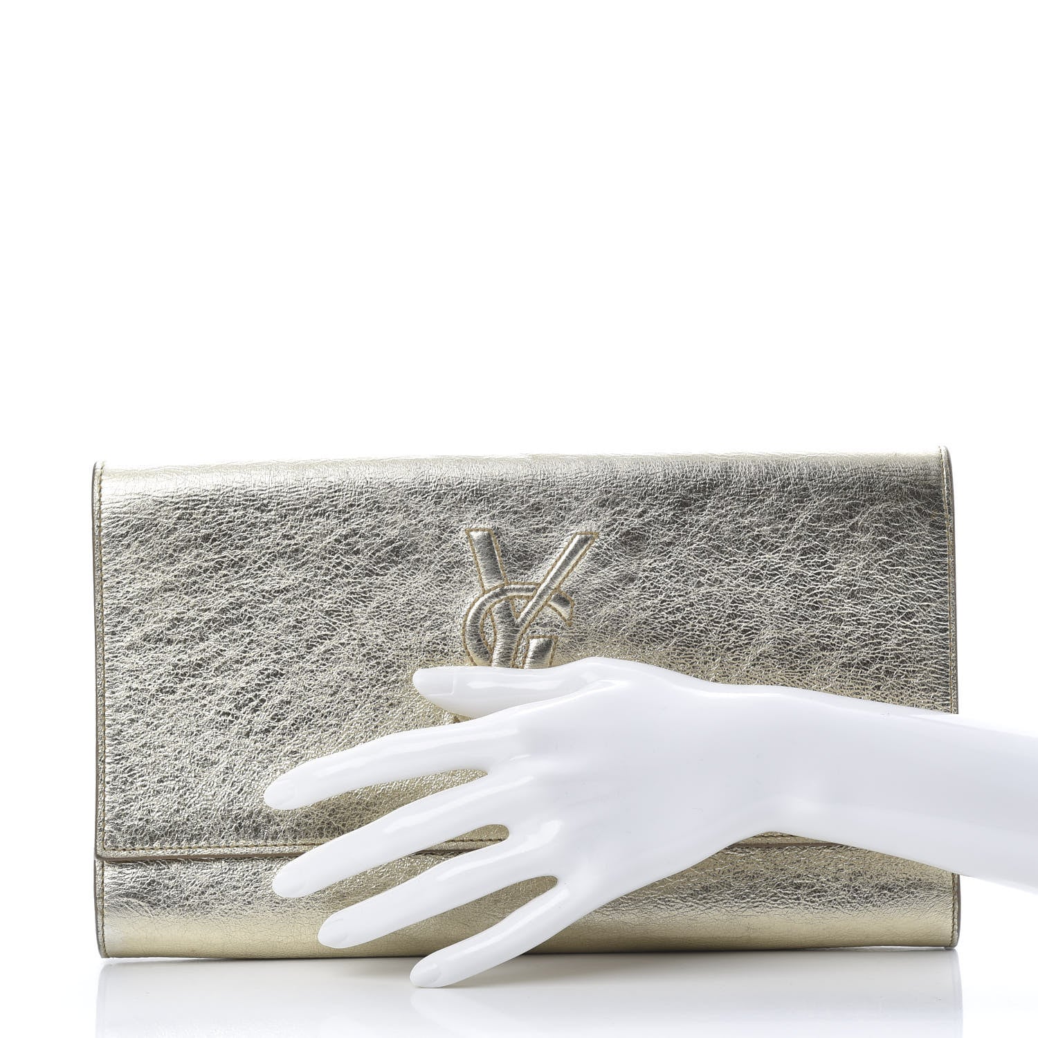 Saint Laurent Metallic Calfskin Monogram Large Belle De Jour Clutch Gold 2 of 12