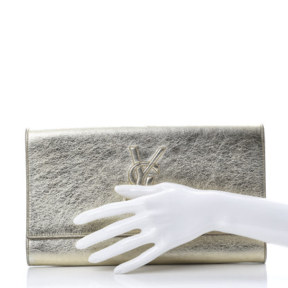 Saint Laurent Metallic Calfskin Monogram Large Belle De Jour Clutch Gold 2 of 12